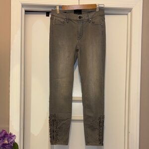 White House Black Market Crystal-Embellished Mid-Rise Skinny Ankle Jeans - size